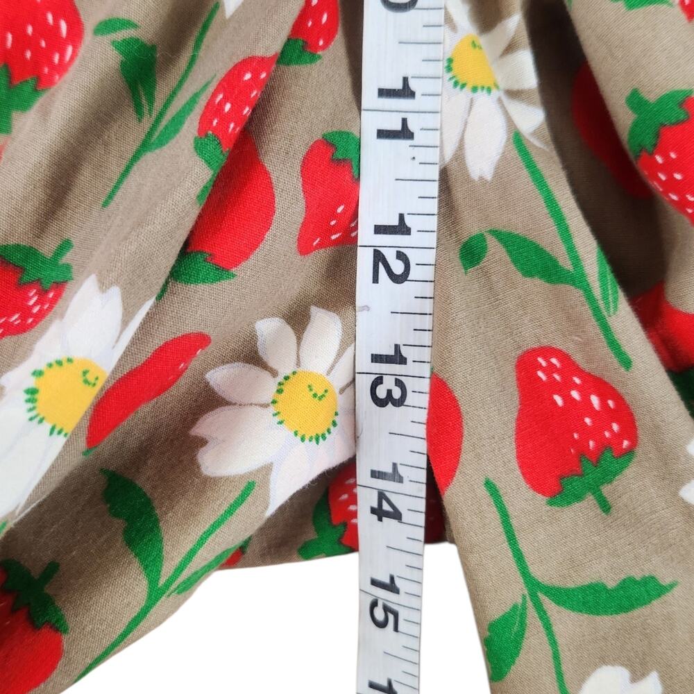 Vtg Strawberry Floral Print Culottes Wide Leg Shorts S/M Cottage Core Cotton - Picture 11 of 11